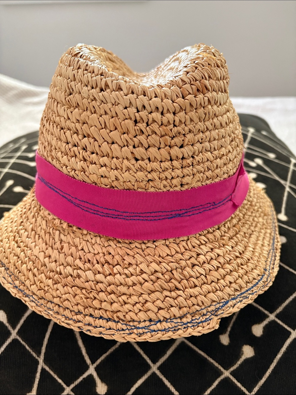Lola Hats Straw Hat with Bright Pink Band Small to Medium